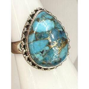 NEW stamped sterling silver .925 Mohave turquoise ring Size 8